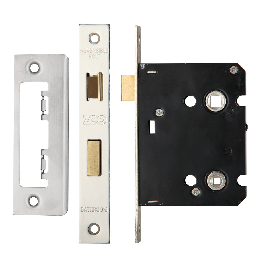 Mortice Bathroom Lock, 76mm - 57mm Centres, Square