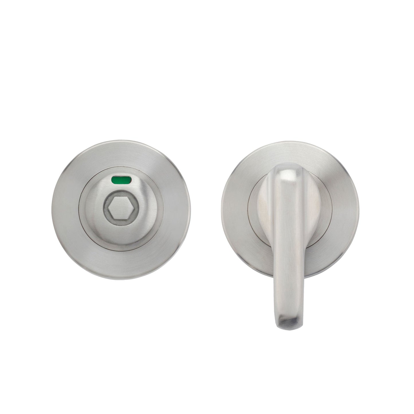 Accessible Turn and HEX Release with Indicator on 52mm Rose - Push On Cover - 5mm Spindle - Grade 304