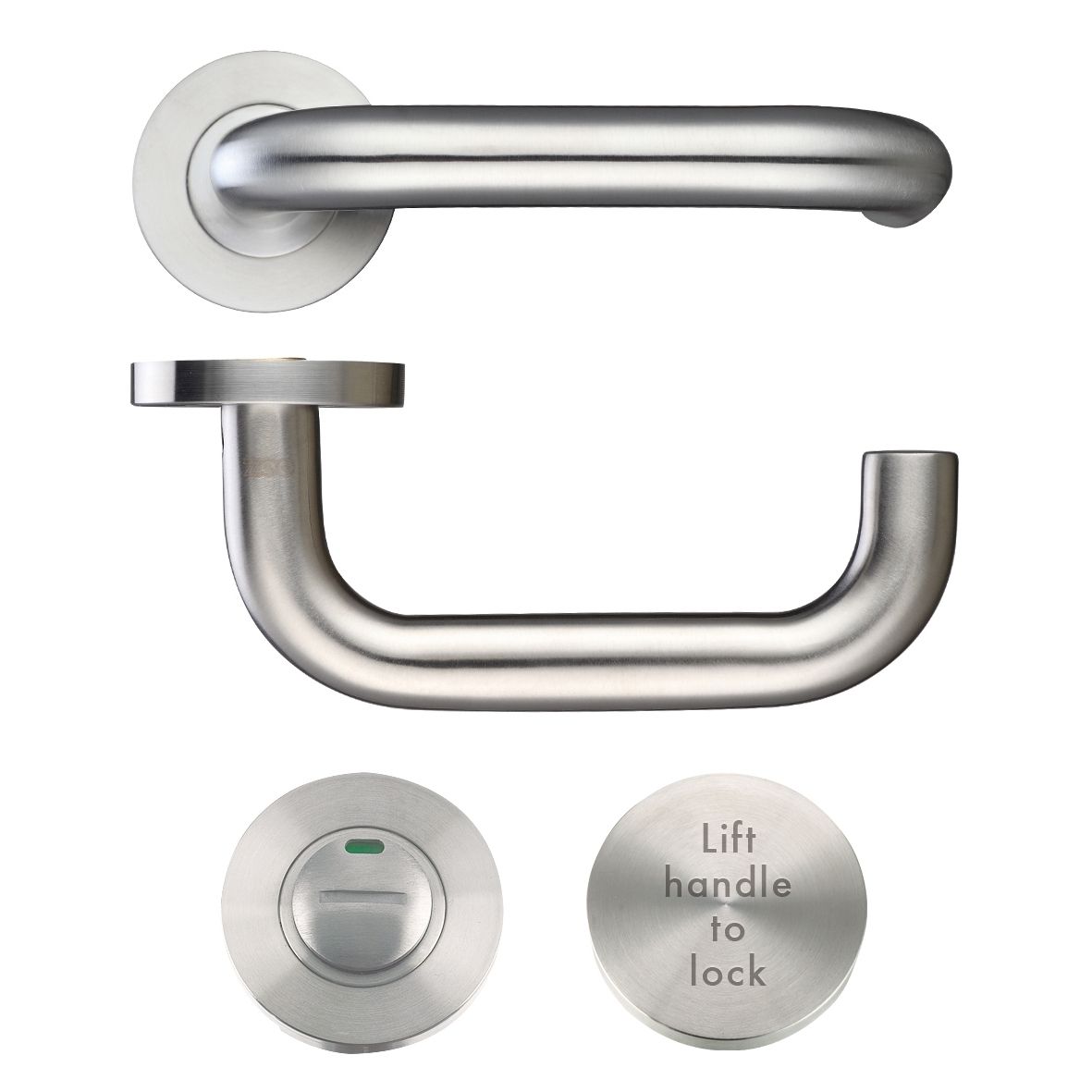 19mm Lift to Lock Tubular Return to Door Lever Set - Push On Rose - Grade 304