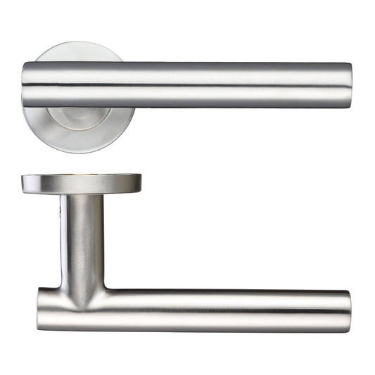 19mm Straight T-Bar Lever - Push On Rose - 52mm Dia - Grade 201