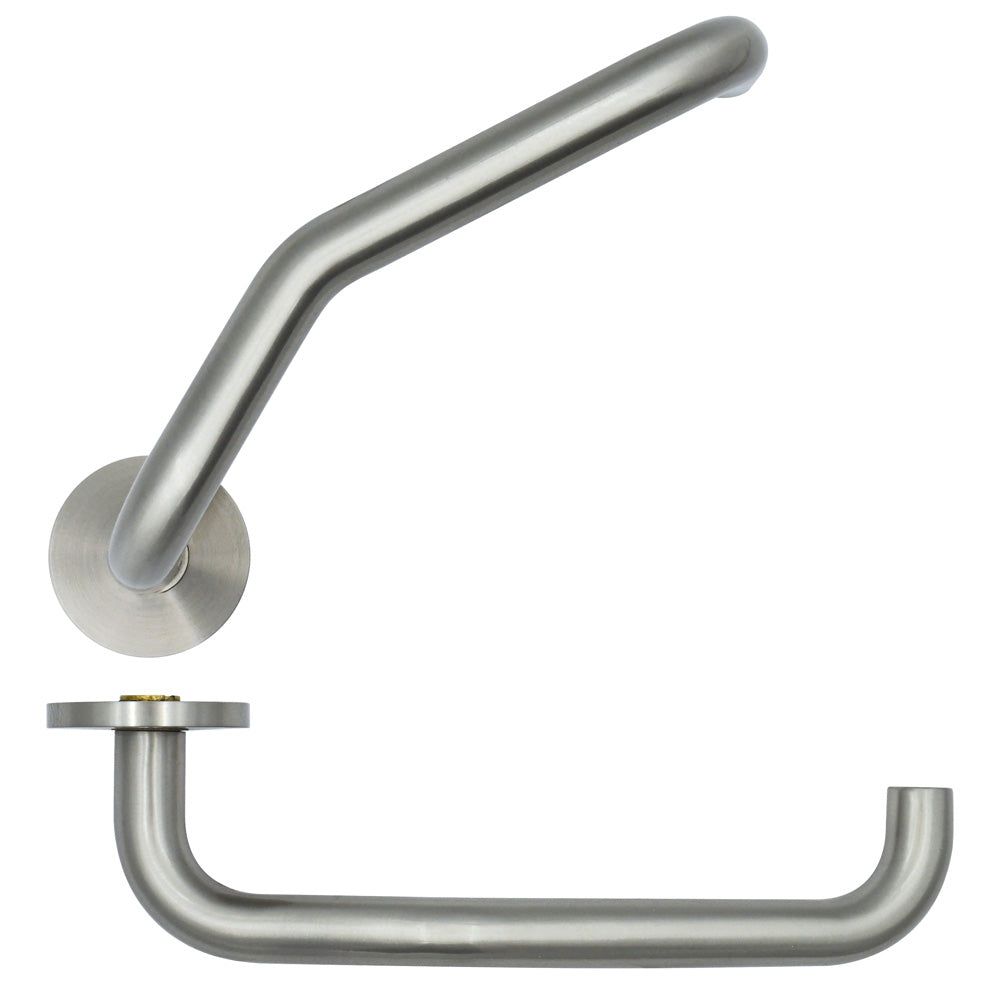 Cranked Return To Door Lever on 53mm x 6.5mm Sprung Rose - Sat.St.Steel