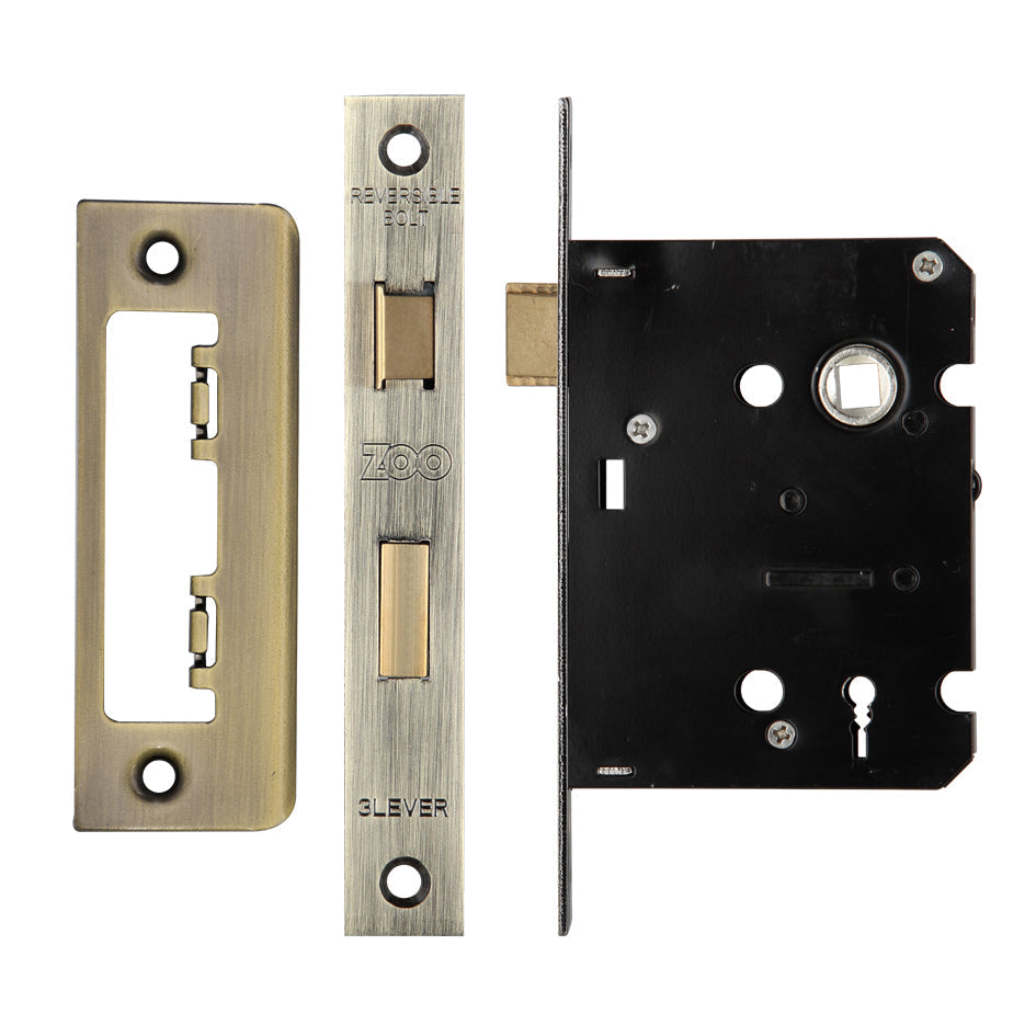 3 Lever Mortice Sashlock, 76mm - 57mm Centres, Square
