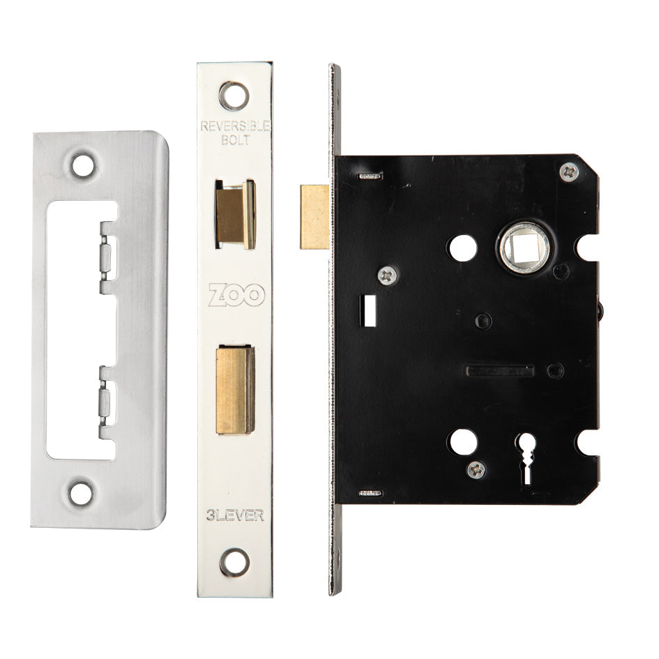 3 Lever Mortice Sashlock, 76mm - 57mm Centres, Square