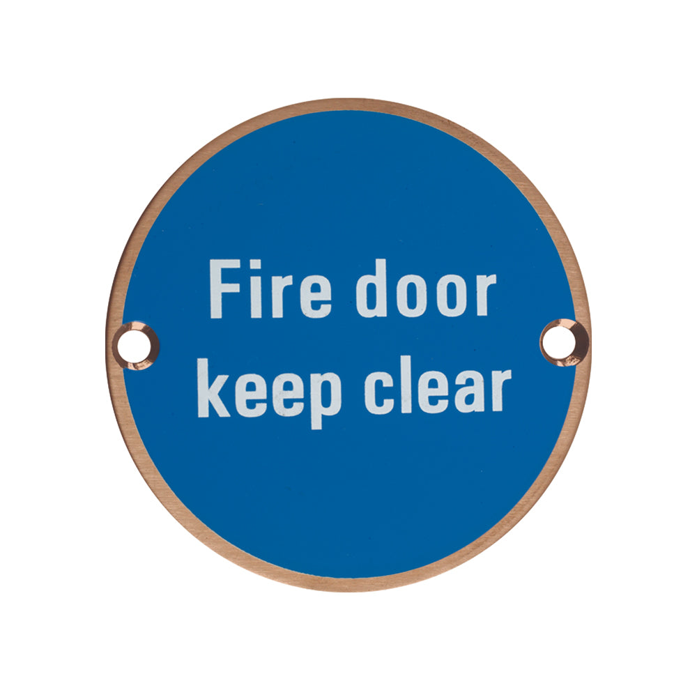 Signage - Fire Door Keep Clear  - 76mm dia